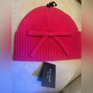 Kate Spade Vibrant Pink Fuchsia  Wool Knit Beanie Hat